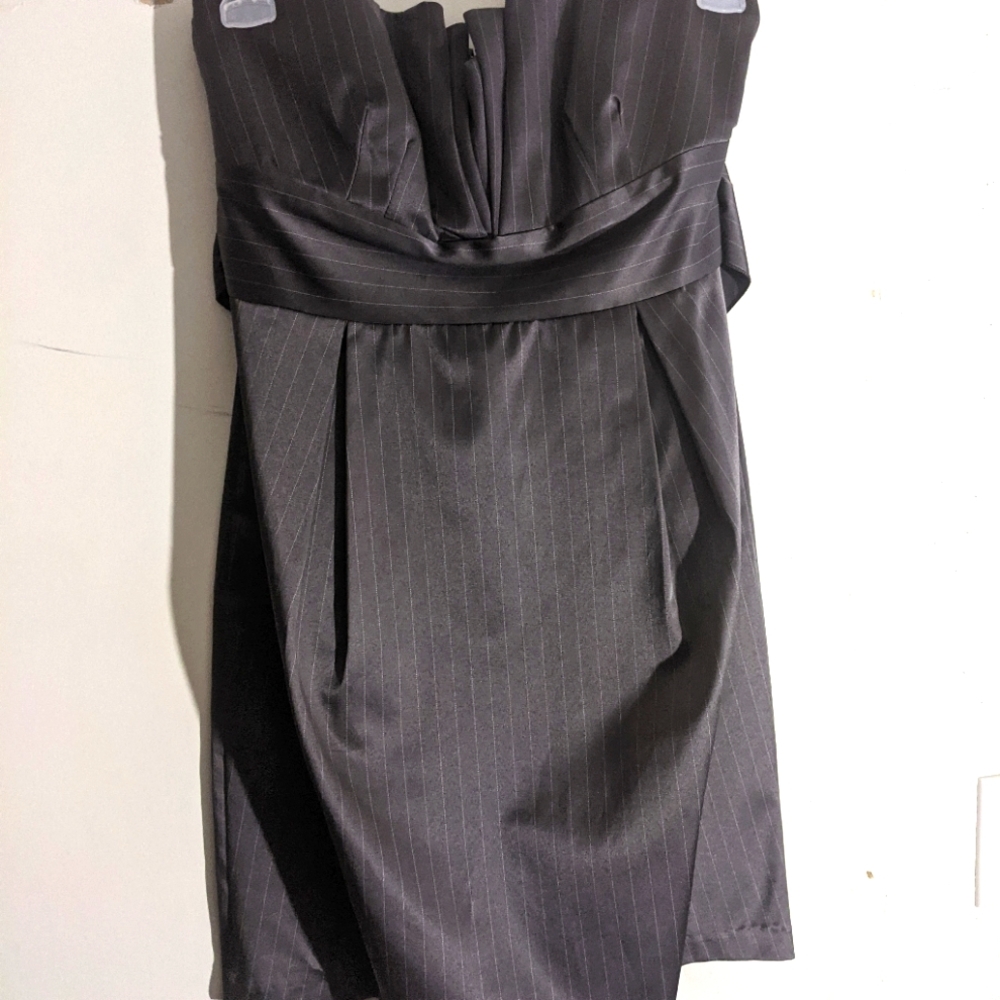 Strapless Pinstripe grey dress 13